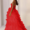 Sheer Corset Party Dress with Ruffled Organza Skirt Morilee