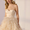 Satin Bodice and Tiered Tulle and Organza Skirt Party Dress Morilee