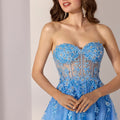Crystal Beaded Floral Glitter Tulle Party Dress Morilee