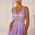 Sheer Corset 3D Floral A-Line Party Dress Morilee