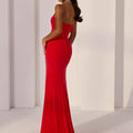 Strapless Scoop Matte Jersey Party Dress with Slit Morilee