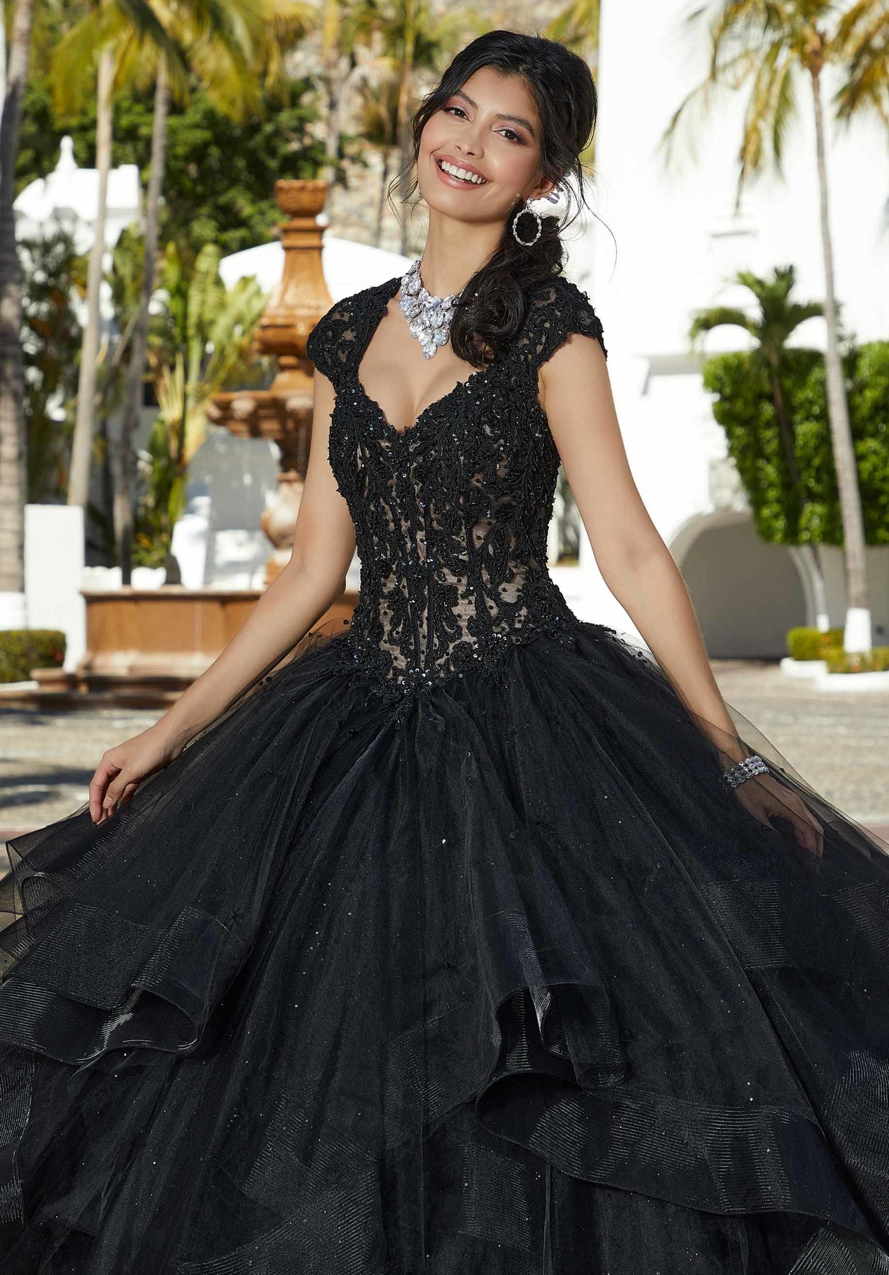 Flounced Sparkle Tulle Quinceañera Dress Morilee