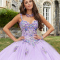 Crystal Beaded Contrasting Floral Embroidered Quinceañera Dress
