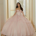 Rhinestone and Patterned Glitter Quinceañera Dress with Skirt Overskirt Morilee