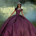 Pleated Shimmer Quinceañera Dress with Three-Dimensional Flowers Morilee