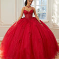 Sparkle Tulle Quinceañera Dress with Sheer Bodice and Three-Dimensional Florals Morilee
