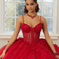 Sparkle Tulle Quinceañera Dress with Sheer Bodice and Three-Dimensional Florals Morilee