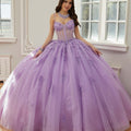 Sparkle Tulle Quinceañera Dress with Sheer Bodice and Three-Dimensional Florals Morilee