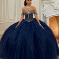 Crystal and Diamanté Beaded Sparkle Tulle Quinceañera Dress Morilee