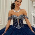 Crystal and Diamanté Beaded Sparkle Tulle Quinceañera Dress Morilee