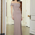 Jersey Evening Dress with Off The Shoulder Neckline Morilee