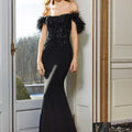 Beaded Lace Evening Gown with Feather Sleeves Morilee