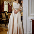 Satin and Beaded Lace Evening Gown Morilee