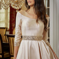 Satin and Beaded Lace Evening Gown Morilee