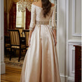 Satin and Beaded Lace Evening Gown Morilee