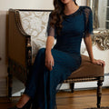 Pattern Beaded Evening Gown with Flutter Sleeves Morilee