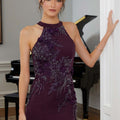 Three-Dimensional Floral Halter Evening Gown Morilee