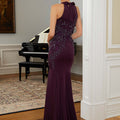 Three-Dimensional Floral Halter Evening Gown Morilee