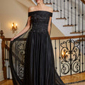 Shimmer Mesh A-line Evening Gown with Cape Morilee