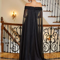 Shimmer Mesh A-line Evening Gown with Cape Morilee