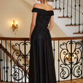 Shimmer Mesh A-line Evening Gown with Cape Morilee
