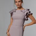 Stretch Crepe Fit and Flare Evening Gown with Flounced Sleeves Morilee