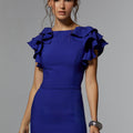 Stretch Crepe Fit and Flare Evening Gown with Flounced Sleeves Morilee