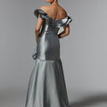 Larissa Satin Evening Gown with Floral Ruffles Morilee