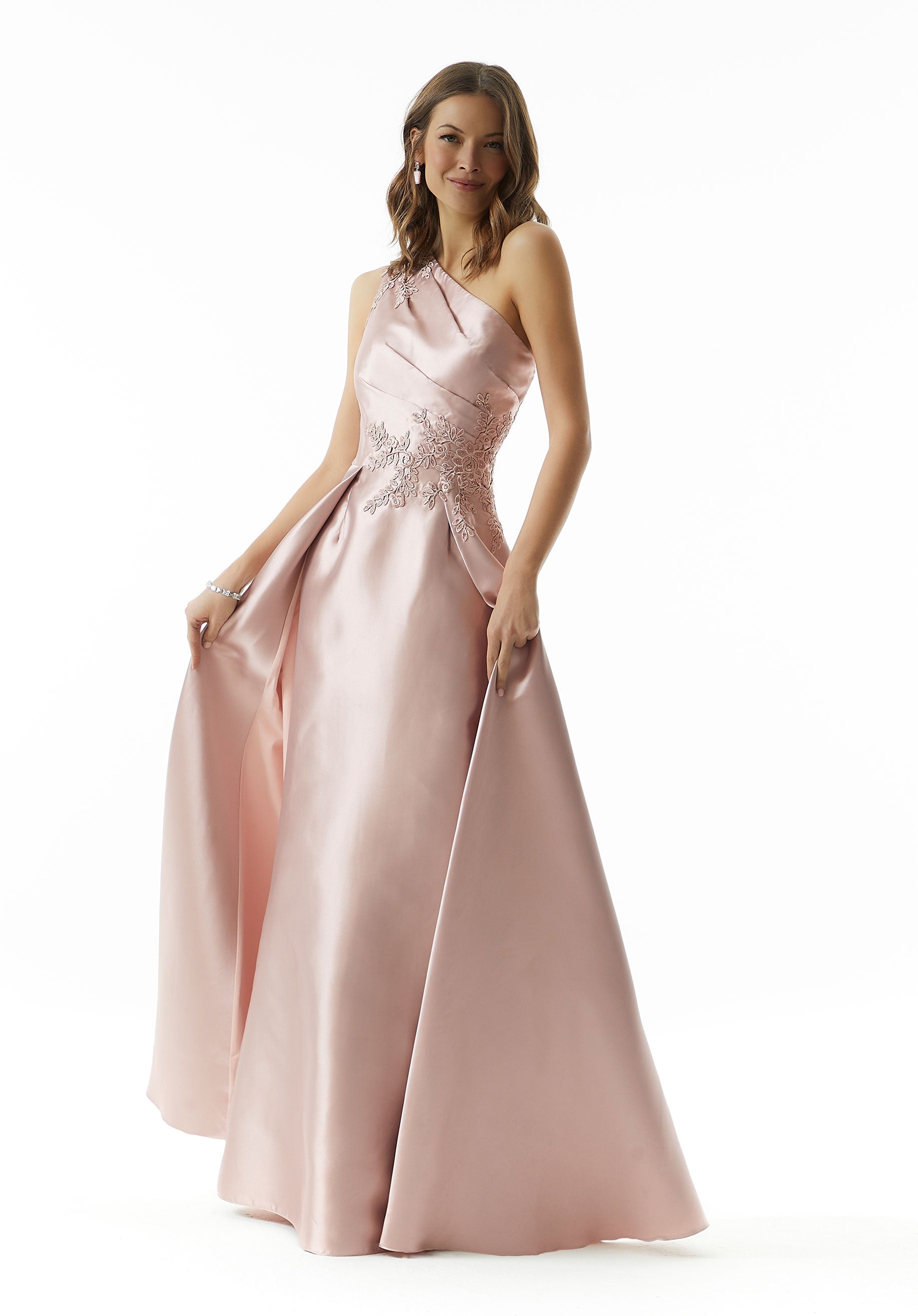 Beaded Lace A-line Larissa Satin Evening Gown Morilee