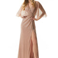 Draped Metallic Knit A-line Evening Gown Morilee