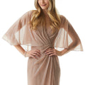 Draped Metallic Knit A-line Evening Gown Morilee