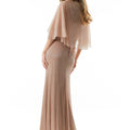Draped Metallic Knit A-line Evening Gown Morilee