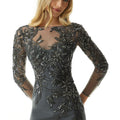 Illusion Fit and Flare Evening Gown with Beaded Metallic Embroidery Morilee