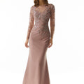 Illusion Fit and Flare Evening Gown with Beaded Metallic Embroidery Morilee