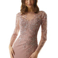 Illusion Fit and Flare Evening Gown with Beaded Metallic Embroidery Morilee