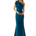 One Shoulder Fit and Flare Evening Gown in Stretch Crepe Morilee