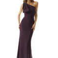 One Shoulder Fit and Flare Evening Gown in Stretch Crepe Morilee