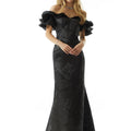 Off The Shoulder Textured Jacquard Evening Gown Morilee
