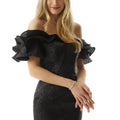 Off The Shoulder Textured Jacquard Evening Gown Morilee