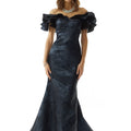 Off The Shoulder Textured Jacquard Evening Gown Morilee