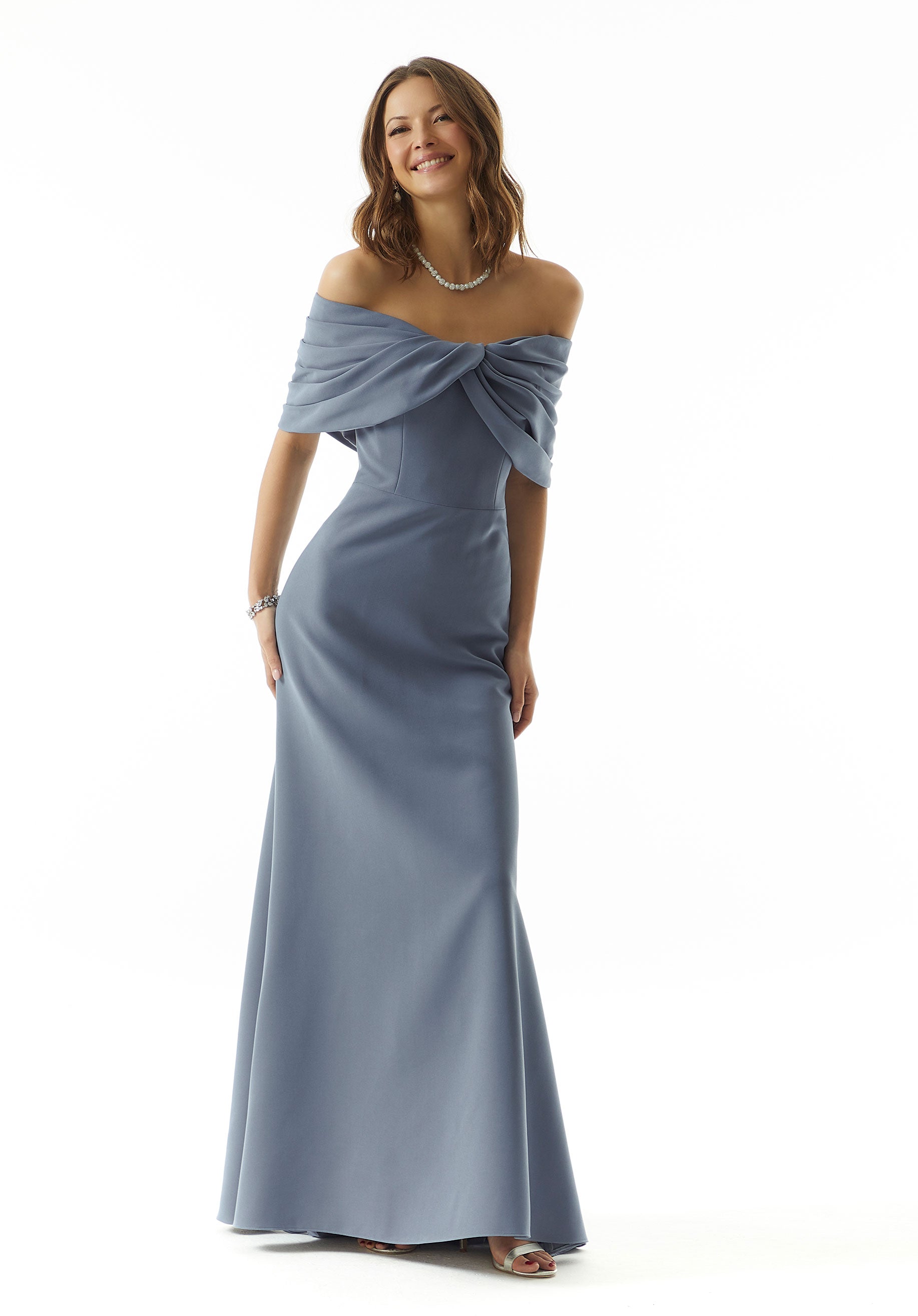 Slim A-line Evening Gown with Twist Knot Neckline Morilee