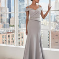 Peplum Mermaid Evening Gown with Crystal Beading Morilee