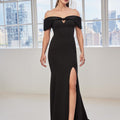 Allover Embroidered Beaded Net Evening Gown with Detachable Train Morilee