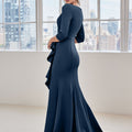 Draped Ruffle Evening Gown with Three Quarter Sleeves Morilee