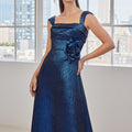 Metallic Brocade A-Line Evening Gown with Rosette Morilee