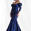 Taffeta Mermaid Evening Gown with Rosette Sleeves Morilee