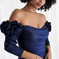 Taffeta Mermaid Evening Gown with Rosette Sleeves Morilee