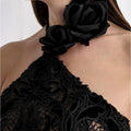 Velvet and Lace Halter Neck Evening Gown Morilee
