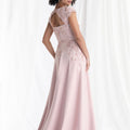 Beaded Appliqué Crepe A-Line Evening Gown Morilee
