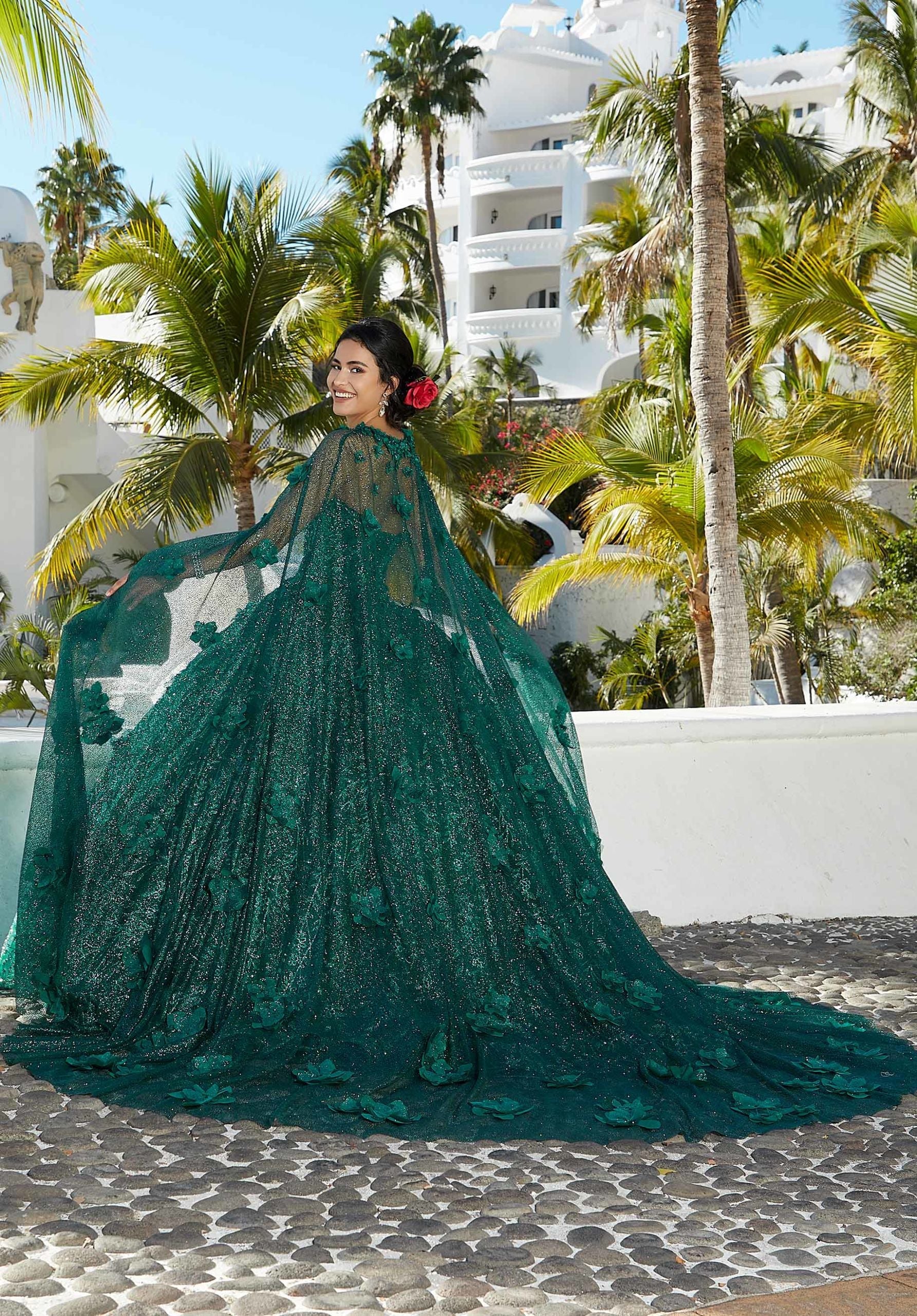 Beaded Three-Dimensional Floral Appliques Cape Madeline Gardner
